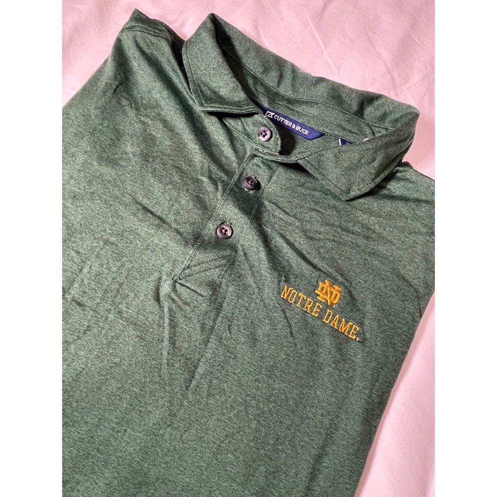 Cutter & Buck Mens Notre Dame Fighting Irish Eco Polo Shirt Green MCK01327HT M